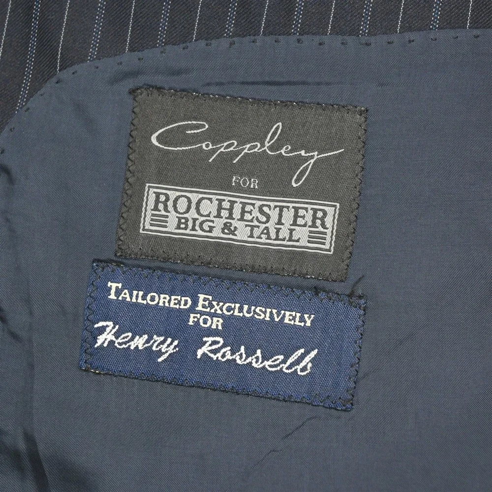 Coppley 52L 48x34 Navy Blue Wool Cashmere Striped Mens Jacket Pants Suit